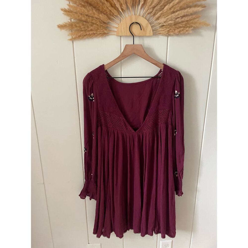 Free People Embroidered Babydoll Dress Boho Cottage - Picture 5 of 8